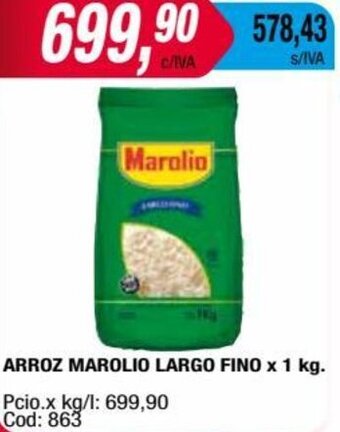 Maxiconsumo ARROZ MAROLIO LARGO FINO x 1 kg oferta