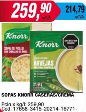 Maxiconsumo SOPAS KNORR CASERAS/CREMA oferta