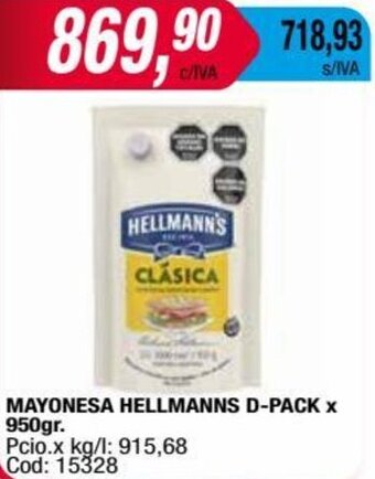 Maxiconsumo MAYONESA HELLMANNS X 950gr oferta