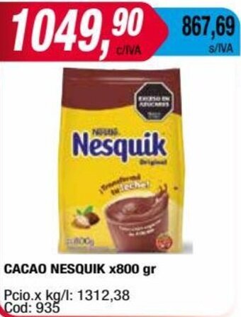 Maxiconsumo CACAO NESQUIK X 800 gr oferta
