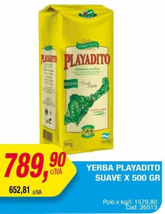 Maxiconsumo YERBA PLAYADITO SUAVE X 500 GR oferta