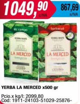 Maxiconsumo YERBA LA MERCED x 500 gr oferta