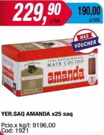 Maxiconsumo YER.SAQ AMANDA x 25 saq oferta
