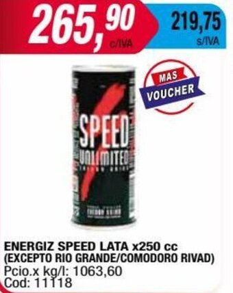 Maxiconsumo ENERGIZ SPEED LATA x250 cc oferta