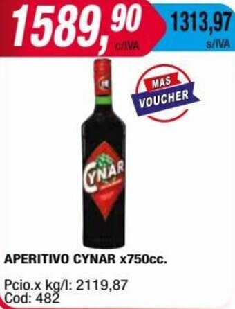 Maxiconsumo APERITIVO CYNAR x 750cc oferta