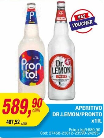 Maxiconsumo APERITIVO DR.LEMON/PRONTO x1 lt oferta