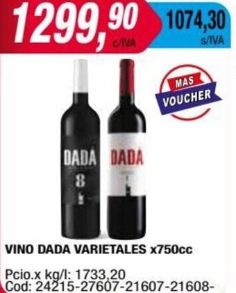 Maxiconsumo VINO DADA VARIETALES x750cc oferta