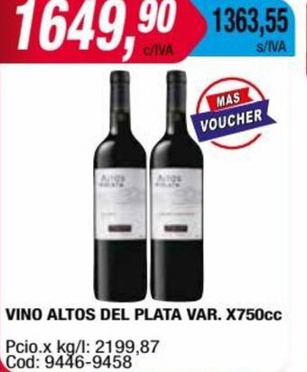 Maxiconsumo VINO ALTOS DEL PLATA VAR  X750cc oferta