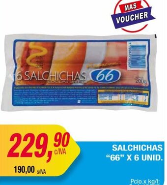 Maxiconsumo SALCHICHAS 66 X 6 UNID oferta