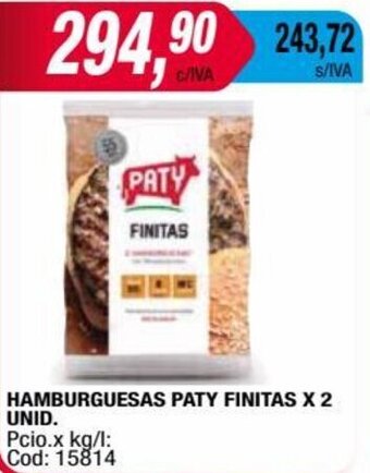 Maxiconsumo HAMBURGUESAS PATY FINITAS X 2 UNID oferta