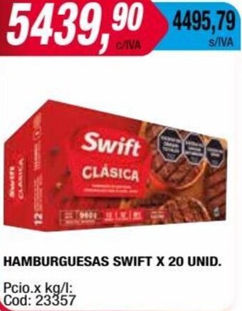 Maxiconsumo HAMBURGUESAS SWIFT X 20 UNID oferta