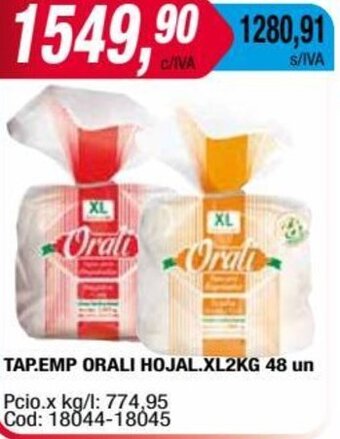 Maxiconsumo TAP.EMP ORALI HOJAL XL 2 KG 48 un oferta