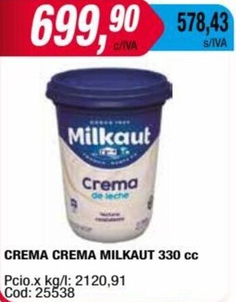 Maxiconsumo CREMA CREMA MILKAUT 330 cc oferta