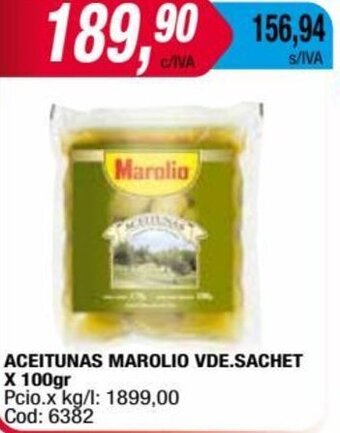 Maxiconsumo ACEITUNAS MAROLIO VDE SACHET X 100gr oferta