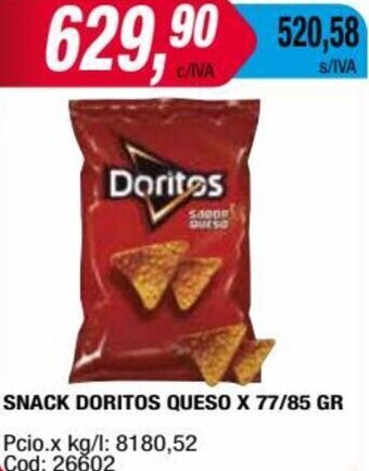 Maxiconsumo SNACK DORITOS QUESO X 77/85 GR oferta