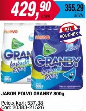 Maxiconsumo JABON POLVO GRANBY 800g oferta