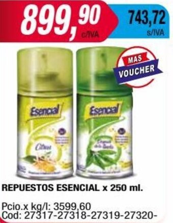 Maxiconsumo REPUESTOS ESENCIAL x 250 ml oferta