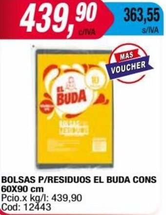 Maxiconsumo BOLSAS P/RESIDUOS EL BUDA CONS 60X90 cm oferta
