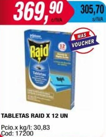 Maxiconsumo TABLETAS RAID X 12 UN oferta