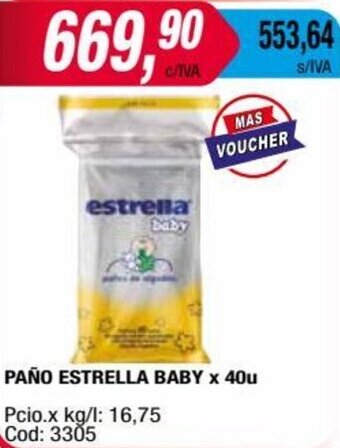 Maxiconsumo PAÑO ESTRELLA BABY x 40u oferta