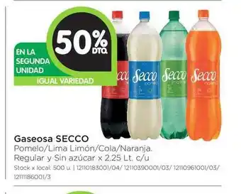 Jumbo Secco Gaseosa Pomelo/Lima Limón/Cola/Naranja x 2.25 Lt. c/u oferta