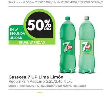 7 UP Gaseosa Lima Limón 2,25/2,45 lt c/u