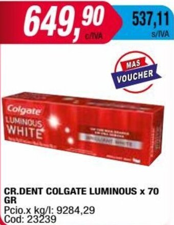 Maxiconsumo CR.DENT COLGATE LUMINOUS x 70 GR oferta