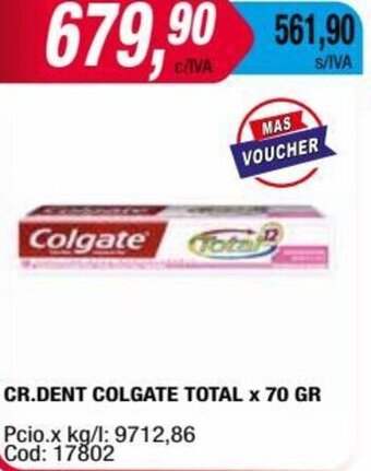 Maxiconsumo CR.DENT COLGATE TOTAL x 70 GR oferta