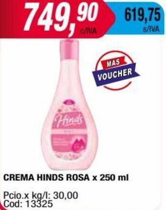 Maxiconsumo CREMA HINDS ROSA x 250 ml oferta