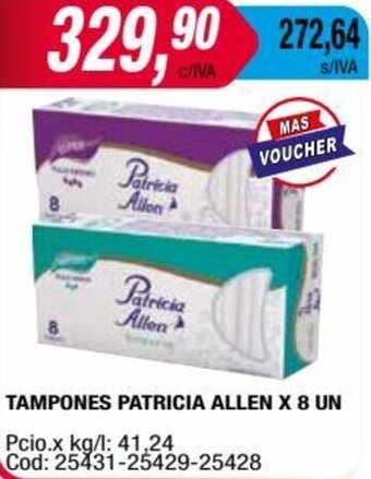 Maxiconsumo TAMPONES PATRICIA ALLEN X 8 UN oferta
