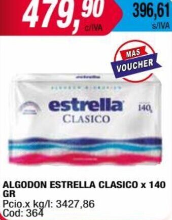 Maxiconsumo ALGODON ESTRELLA CLASICO x 140 GR oferta