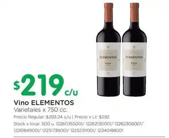Jumbo Elementos Vino x 750cc oferta