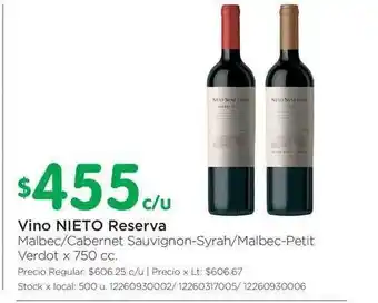 Jumbo Nieto Reserva Vino x 750cc oferta