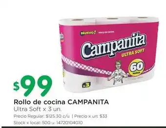 Jumbo Campanita Rollo de cocina Ultra Soft x 3 un. oferta