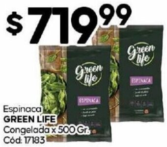Diarco GREEN LIFE Espinaca Congelada x 500 Gr oferta