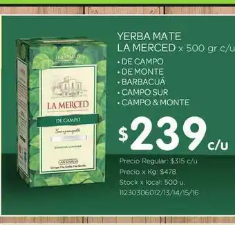 Jumbo La Merced Yerba Mate x 500gr c/u oferta
