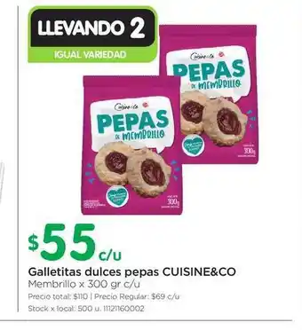Jumbo Cuisine&Co Galletitas dulces pepas Membrillo x 300gr c/u oferta