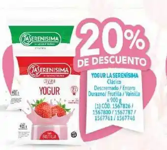 Makro La Serenísima Yogur Clásico Descremado / Entero / Durazno / Frutilla / Vainilla x 900g oferta