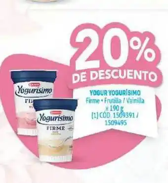 Makro La Serenisima Yogurísimo Yogur Firme / Frutilla / Vainilla x 190g oferta