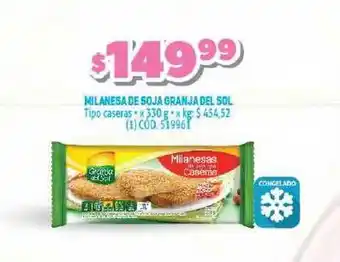 Makro Granja Del Sol Milanesa De Soja x 330g oferta