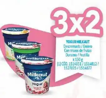 Makro Milkaut Yogur Descremado / Entero Con Trozos De frutas Durazno / Frutilla x 150g oferta
