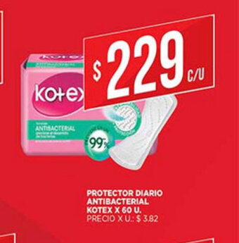 Supermercados DIA Protector Diario Antibacterial Kotex x 60u oferta