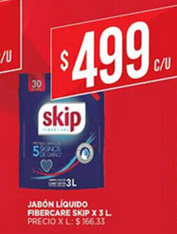 Supermercados DIA Jabón Líquido Fibercare Skip x 3L oferta