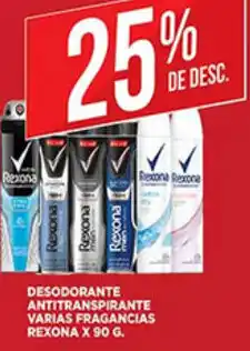 Supermercados DIA Desodorante Antitranspirante Varias Fragrancias Rexona x 90g oferta
