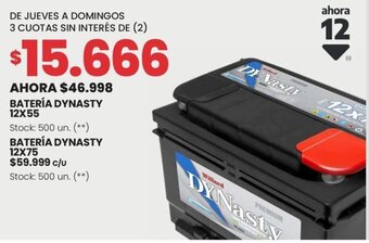 Changomas BATERÍA DYNASTY 12X55 oferta