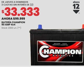 Changomas BATERÍA CHAMPION 90 AMP 4x4 oferta