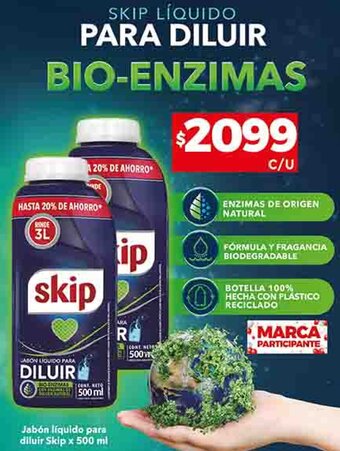 Supermercados DIA Jabón líquido para diluir Skip x 500 ml oferta