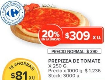 Carrefour PREPIZZA DE TOMATE X 250 G oferta