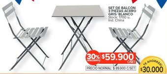 Carrefour SET DE BALCÓN 3 PIEZAS ACERO GRIS/ BLANCO oferta