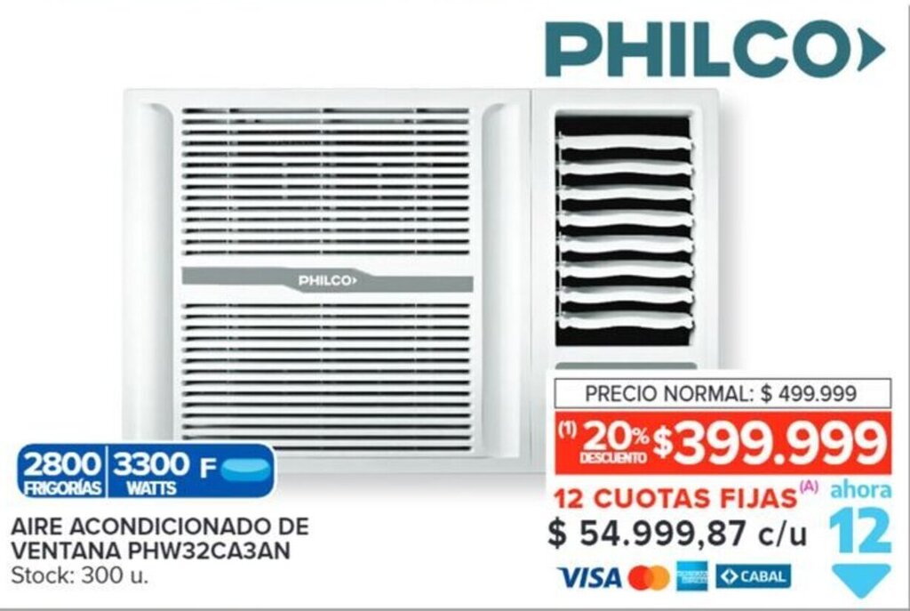Carrefour PHILCO AIRE ACONDICIONADO DE VENTANA PHW32CA3AN oferta